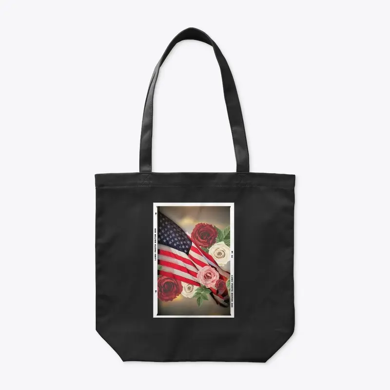 Organic Vintage USA Flag Floral Tote